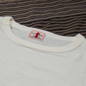 Samurai Renewed Edition Loopwheeled TShirt 2 Pack White close up crewneck