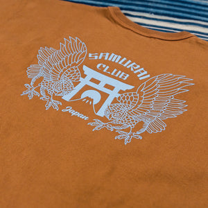 Samurai Jeans Night Owl 8oz Heavyweight Loopwheeled TShirt Brown detail back print