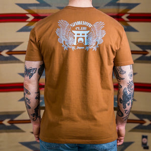 Samurai Jeans Night Owl 8oz Heavyweight Loopwheeled TShirt Brown worn backside