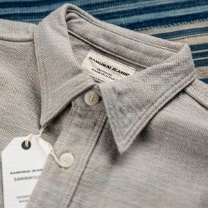 Samurai Jeans Niigata Elemental Flannel Work Shirt Blue Brown detail collar