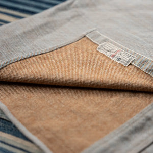 Samurai Jeans Niigata Elemental Flannel Work Shirt Blue Brown detail fabric inside