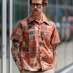 Samurai Jeans “Leather Patch Pattern” 25th Anniversary Aloha Shirt - Cotton / Linen