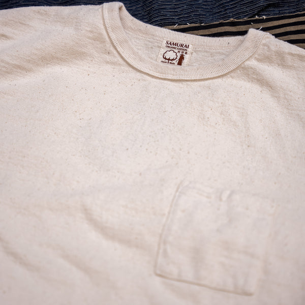 Samurai Jeans 16oz “Japanese Cotton” Slub Yarn Pocket T-Shirt – Kinari (Natural)