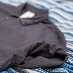Samurai Jeans 16oz ‘Japanese Cotton’ Slub Yarn Polo Shirt – Kuromame / Black Beans Dyed