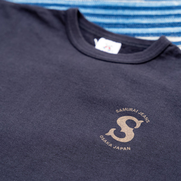 Samurai Jeans “Ranji 2023” 7oz Loopwheeled Inlay T-Shirt – Sumi Black / Ripened Cotton