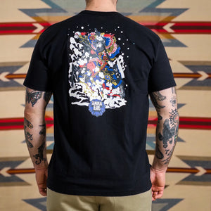 Samurai Jeans Fierce Warrior Heavy Loopwheeled TShirt Black worn backside
