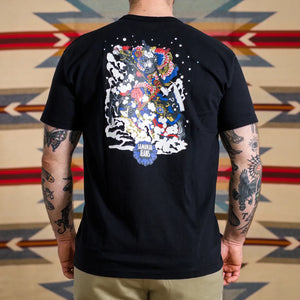 Samurai Jeans Fierce Warrior Heavy Loopwheeled TShirt Black worn backside