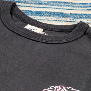 Samurai Jeans Fierce Warrior Heavy Loopwheeled TShirt Black close up crewneck