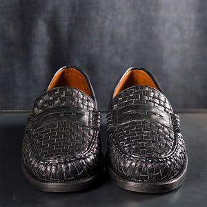Sebago Otis Woven Penny Loafer Black pair front