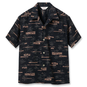 Star of Hollywood ‘Atomic’ Dobby Cotton Aloha Shirt - Black
