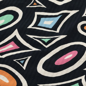 Star of Hollywood Modern Dobby Open Collar Shirt Black close up pattern