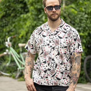 Star of Hollywood Playing Cards Aloha Shirt - Black