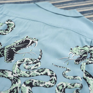 Star of Hollywood Rattle Snake Aloha Shirt Blue