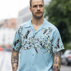 Star of Hollywood Rattle Snake Aloha Shirt Blue
