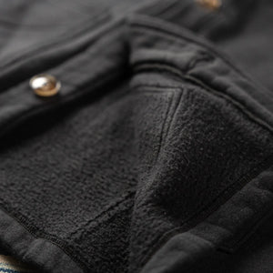 Strike Gold 20oz Loopwheeled Sweat Cardigan Black close up fabric inside