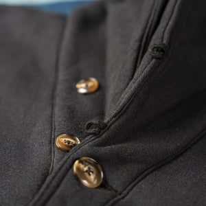 Strike Gold 20oz Loopwheeled Sweat Cardigan Black close up buttons