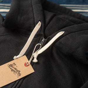 Strike Gold 20oz Loopwheeled Zip Hoodie Black close up zipper closed