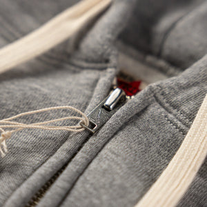 Strike Gold 20oz Loopwheeled Zip Hoodie Heather Gray detail puller zip