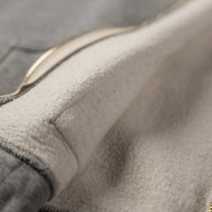 Strike Gold 20oz Loopwheeled Zip Hoodie Heather Gray close up fabric inside