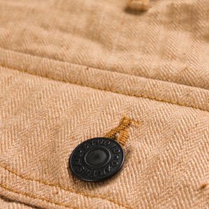 Studio D Artisan 1917 12oz Fox Cotton Baker Pants Natural Brown Regular Straight close up button and fabric