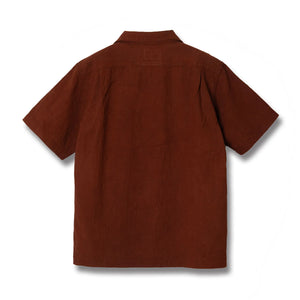 Studio D Artisan 5739  Amami Oshima Mud Dyed 13oz Cotton Linen Shirt Brown backside flat
