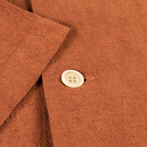 Studio D Artisan 5739 Mud Dyed 13oz Cotton Linen Shirt Brown close up button