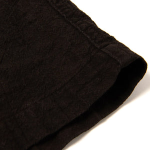 Studio D Artisan 5739 Amami Oshima Mud Dyed 13oz Cotton Linen Shirt Dark Brown detail cuff