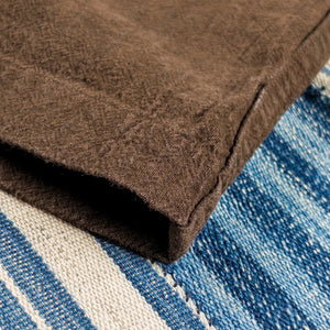 Studio D Artisan 5739 Amami Oshima Mud Dyed 13oz Cotton Linen Shirt Dark Brown detail hem