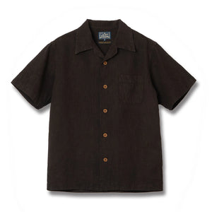 Studio D Artisan 5739 Amami Oshima Mud Dyed 13oz Cotton Linen Shirt Dark Brown front flat
