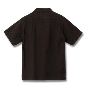 Studio D Artisan 5739 Amami Oshima Mud Dyed 13oz Cotton Linen Shirt Dark Brown backside flat