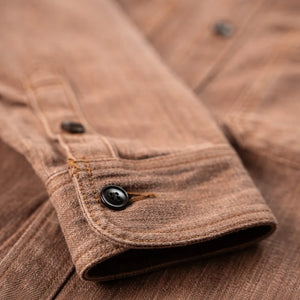 Studio DArtisan D5732 13oz Kakishibu Denim Work Shirt Khaki detail cuff