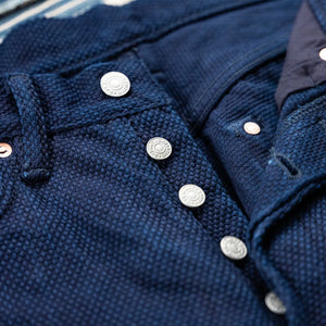 Studio DArtisan 1907 14oz Kasezome Sashiko Selvedge Jeans Regular Straight Deep Indigo detail button fly