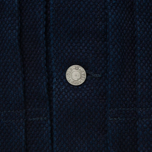 Studio D Artisan 4619 14oz Kasezome Sashiko Type 2 Selvedge Jacket Deep Indigo detail metal button