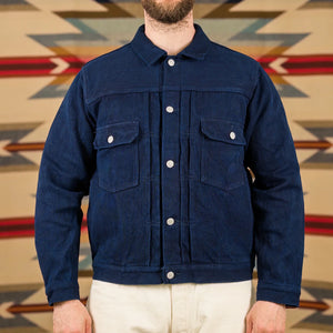 Studio D Artisan 4619 14oz Kasezome Sashiko Type 2 Selvedge Jacket Deep Indigo worn front