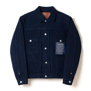Studio D Artisan 4619 14oz Kasezome Sashiko Type 2 Selvedge Jacket Deep Indigo front flat