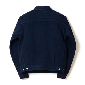 Studio D Artisan 4619 14oz Kasezome Sashiko Type 2 Selvedge Jacket Deep Indigo backside flat