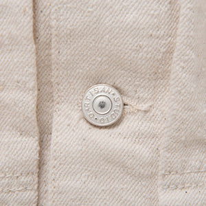 Studio D Artisan SD4101E 15oz GL3 Type 1 Selvedge Jacket Ecru close up metal button