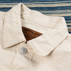 Studio D Artisan SD4101E 15oz GL3 Type 1 Selvedge Jacket Ecru close up collar