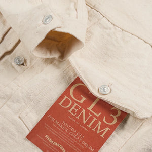Studio D Artisan SD4101E 15oz GL3 Type 1 Selvedge Jacket Ecru close up cuff and pocket