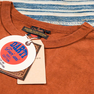 Studio D Artisan 8198 Amami Oshima Mud Dyed Loopwheeled TShirt Brown detail label neck