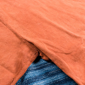 Studio D Artisan 8198 Amami Oshima Mud Dyed Loopwheeled TShirt Brown close up flat seam