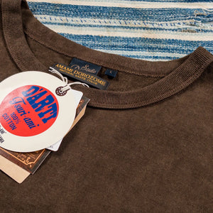 Studio D Artisan 8198 Amami Oshima Mud Dyed Loopwheeled TShirt Dark Brown detail label