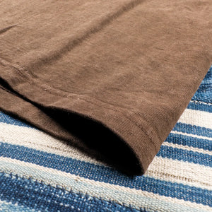 Studio D Artisan 8198 Amami Oshima Mud Dyed Loopwheeled TShirt Dark Brown close up hem