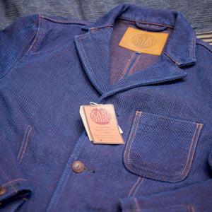 Studio D’Artisan 14oz Kakishibu Sashiko Tailored Jacket – 4524 Indigo x Persimmon Dyed