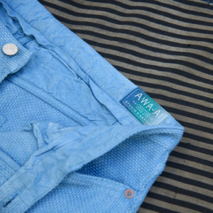 Studio D’Artisan 1880 ‘AWA-AI’ 12oz Selvedge Sashiko Trousers – Natural Indigo / Hand Dyed / Regular Tapered