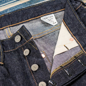 Sugar Cane 14oz 1947 Selvedge Denim Shorts Indigo Regular Straight close up button fly