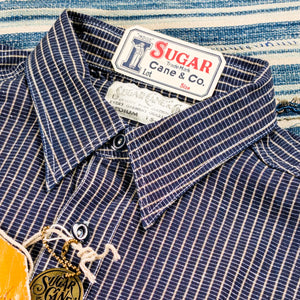 Sugar Cane Fiction Romance 5oz Check Work Shirt Indigo detail collar
