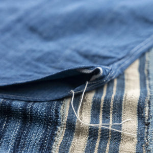 Sugar Cane Fiction Romance 5oz Selvedge Cambray Work Shirt - Indigo Dyed / Random Stripe