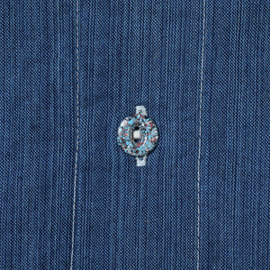 Sugar Cane Fiction Romance 5oz Selvedge Cambray Work Shirt - Indigo Dyed / Random Stripe