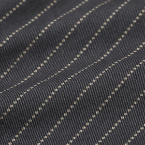 Sugar Cane Fiction Romance 8oz Black Wabash Stripe Work Shirt Sulfur Dyed close up fabric